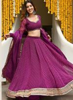 Georgette Purple Party Wear Leheriya Print Lehenga Choli